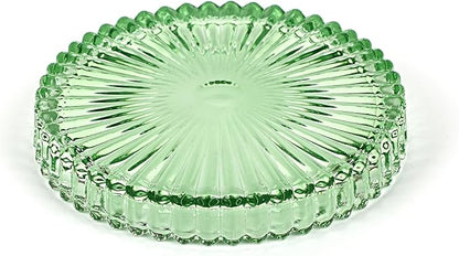 Modern Clear Coaster Set of 8- Glass Coasters for Drinks Crystal Coasters Round Cup Coaster Coffee Table Decor for Office, Kitchen, Bar, Dining Room, Living Room, Patio(Clear Green)