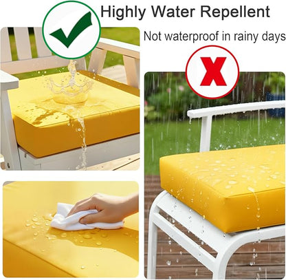 NettyPro Patio Chair Seat Cushion Covers Set 4, Waterproof Outdoor Furniture Cushion Slipcovers with Zipper and Tie, 24 x 24 x 4 Inch, Replacement Cover Only, Yellow