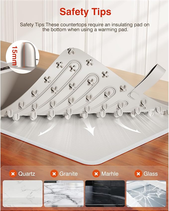 Warming Mat for Food (24"x16") - iTRUSOU 7-Level Electric Warming Tray with 400W High-Power, Timer 0–99H & Built-In Strap - Rollable Large Food Warming Mat for Parties & Buffet