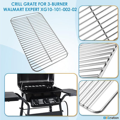 Grill Replacement Parts for 3-Burner Walmart Expert Grill XG10-101-002-02, Cooking Grate and Heat Plates Replacement Parts for Expert Grill Parts
