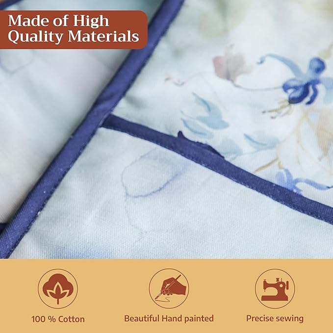 Maison d' Hermine Double Oven Mitts 100% Cotton 7"x35" Double Oven Mitt Heat Resistant BBQ Cooking Gloves with Loop Baking Grilling Kitchen Hotel Home Farmhouse Spring Summer (Lazy Summer Days)
