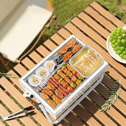 Portable Charcoal Grill Small, BBQ Grill Folding Portable Lightweight Smoker Grill, Barbecue Grill Small Desk Tabletop Outdoor Grill for Camping Picnics Garden Beach Party (Color : /Black)