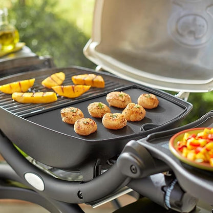 SHINESTAR 6558 Cast Iron Cooking Griddle for Weber Q100, Q1000, Q120, Q1200, Q140, Q1400 Series Gas Grills, Porcelain Enameled Griddle Plate Replacement Parts, 12.6 x 8.6 Inches