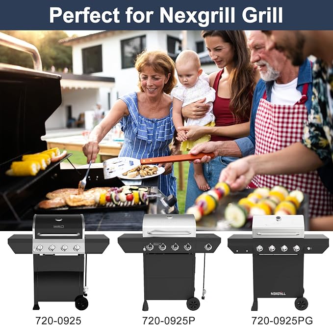 Criditpid Grill Replacement Parts for Nexgrill 720-0925P 720-0925, Cast Iron Grill Grates, Heat Plates Shields, Burner Tubes & Igniter Kit for Nexgrill 720-0925P 4 Burner Gas Grill.