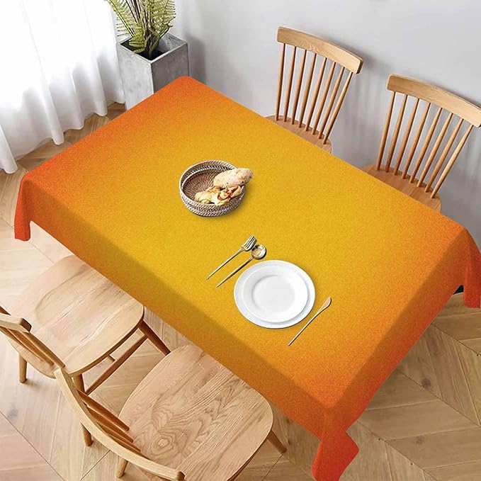 TKS MITLAN Tablecloth Orange Yellow Table Cloth Rectangle Table 52 x 70 Inch Gradient Color Unreal Round Warm Bright Simple Kitchen Decorations for Home Dinner Party