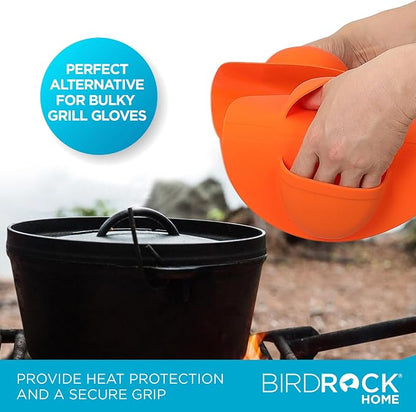 BIRDROCK HOME Collapsible Large BBQ Prep Tub, BBQ Resting Bag & 2pc BBQ Mitts - Multi-Function Grill Caddy w/Colander & Lid, Portable Silicone Dish Bowl for Picnic, Tailgate, Camping