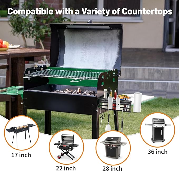 Grill Caddy for Blackstone 28"/36" Griddles Prep Cart, Blackstone Griddle Accessories Organizer with Paper Towel Holder & Magnetic Tool Holder, BBQ Caddy for Outdoor Grill Camping
