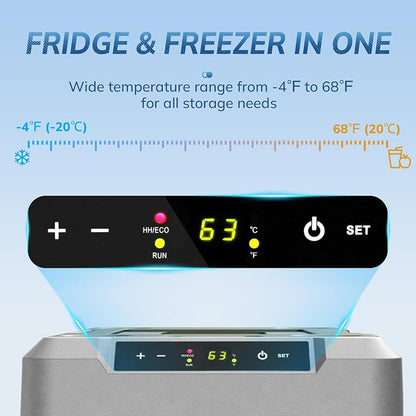 Antarctic Star 12 Volt Refrigerator,53QT(50L) Electric Cooler, Portable Refrigerator Freezer -4℉~68℉,12V 24V DC 100 240V AC Car Fridge with Wheels&2 Baskets for Camping,Travel,RV,Car,GREEN
