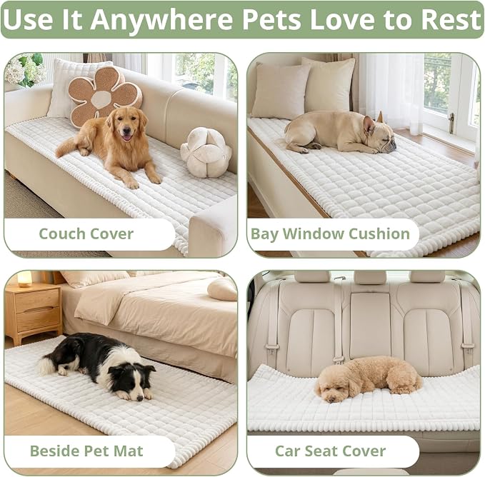 OstepDecor Couch Cover for Dogs, Washable Non Slip Sofa Cover for Pets | Soft Couch Covers for Sofa, Loveseat and Sectional, Furniture Protector Against Pet Hair & Dirt (20" x 24", Off White)