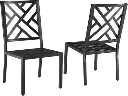 Crosley Furniture Locke 2-Piece Outdoor Chair Set, Dining Patio Chairs for Deck, Backyard, Matte Black with Creme Cushions