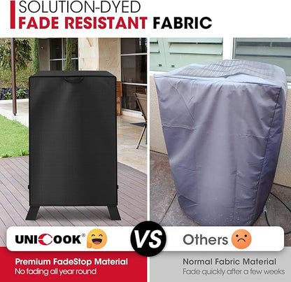 Unicook Electric Smoker Cover for Masterbuilt 40 Inch Smokers, Outdoor Vertical Digital BBQ Cover, Unique Waterproof Vinyl Exterior with Polyester Lining, 28" W x 22" D x 39" H