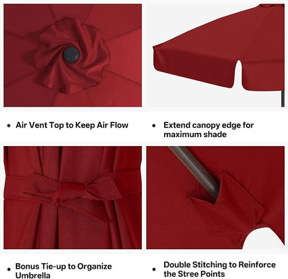 MASTERCANOPY Valance Patio Umbrella 9 ft Replacement Canopy for 8 Ribs-Burgundy Canopy Only
