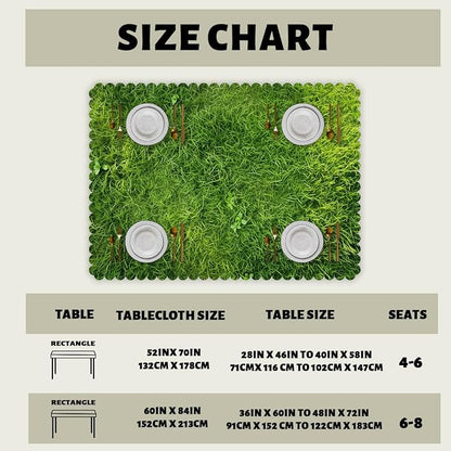 Grass Table Cloth Vibrant Green Fresh Grass Field Lawn Polyester Tablecloth Kitchen Table Cover for Dining BBQ Picnic Coffee Table 52 x 70 Inch 4-6 Seats