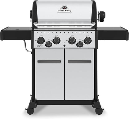 Broil King 865384 Crown S 490 4-Burner Propane Gas Grill with Side Burner and Rear Rotisserie Burner in Stainless Steel
