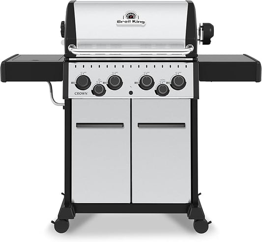 Broil King 865384 Crown S 490 4-Burner Propane Gas Grill with Side Burner and Rear Rotisserie Burner in Stainless Steel