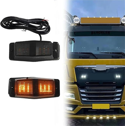 1PC/2PCS 24V LED Marker Light Front Grill Double Burner/Pole Indicator Lamp(1x White)