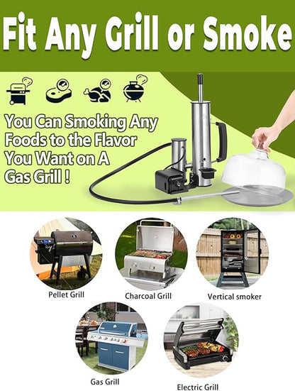 Advanced Smoke Tube for Pellet Smoker, Cold Smoker Generator for Gas Grilling, Cordless Electric Cold/Hot Smoker Generator, Bonus Magnetic Smoking Guide, Fits Any Grill - Perfect Gifts for Men/Fathers
