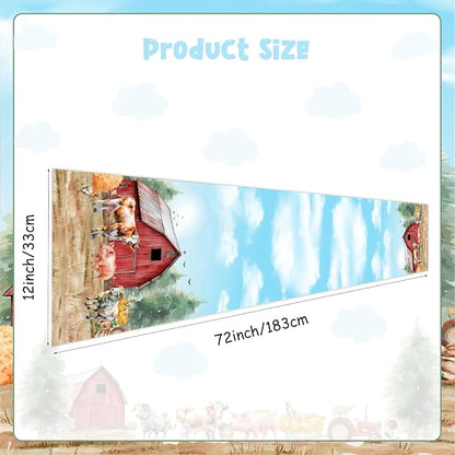 Farm Animal Theme Table Runner, Barnyard Theme Linen Fabric Table Runner for Everyday Use 72 x 13 Inches, Washable Table Cover for Indoor Outdoor Kitchen Dining Table Decor