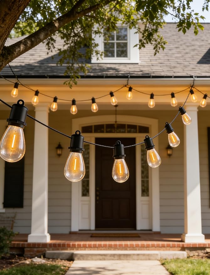 100 FT LED Outdoor String Lights - 50+2 Shatterproof Vintage Edison Bulbs | Commercial Grade Waterproof | Outside Hanging Patio Lights for Wedding, Party, Pool & Yard (Connectable, 2700K)