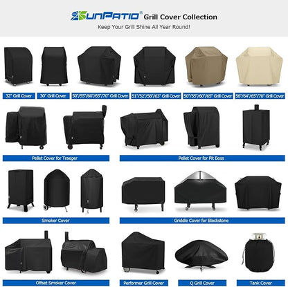 SunPatio 2 Burner Gas Grill Cover 32 inch, Heavy Duty Waterproof Small BBQ Grilling Cover, Compatible for Weber Char-Broil Nexgrill and More Grills with Collapsed Side Tables, All Weather Protection