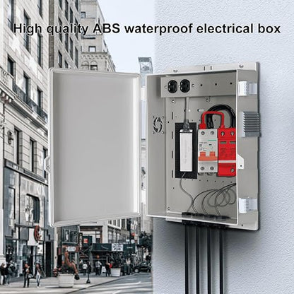 Namunanee Outdoor Electrical Junction Box with High Power Outlet, ABS Water Resistant Enclosure with Internal Mounting Panel & Hinged Cover (16" H* 12" L* 4" W)