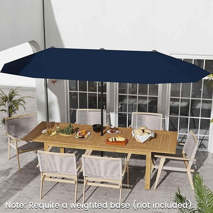 Tangkula 13 FT Large Patio Umbrella, Outdoor Double-Sided Table Market Umbrella w/Crank Handle, 12 Heavy-Duty Ribs, Sun-Protective Rectangular Twin Parasol for Garden Deck Lawn Poolside (Navy)