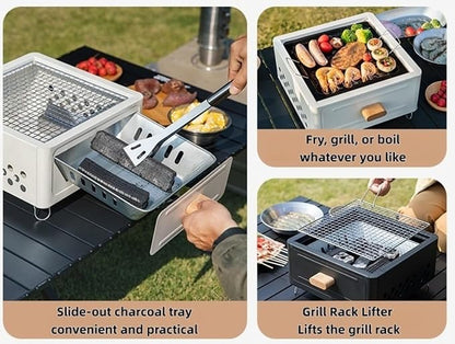 Barbecue Stove Barbecue Grill Tools BBQ Grill Charcoal Grill Square Tabletop Portable Lightweight or Camping Backyard Picnic Beach Trips (Black,A2)