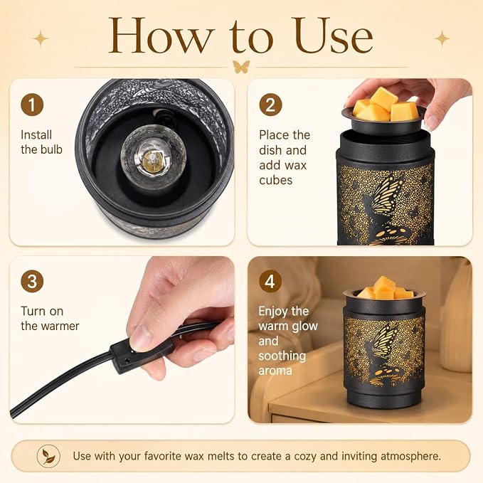 kobodon Wax Melt Warmer Metal Wax Warmer for Scented Wax (Flower Fairy) | Electric Fragrance Candle Oil Burner 2 in 1 Wax Melts as Gifts for Moms Grandma Women Girls