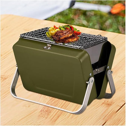 Portable Charcoal BBQ Grill Compact Lightweight for Camping Picnics Travel Foldable Design Even Heating Durable Metal Construction