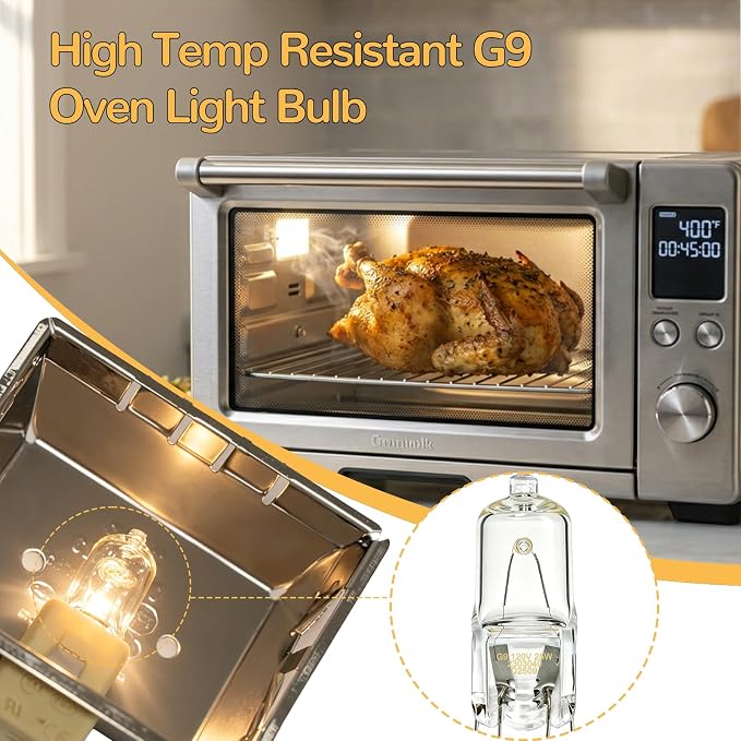 J&V bedebur Oven Lighting Assembly with High Temperatur Materials for BBQ Grill, Microwave Light and Air Fryer Equipment Special Lighting, G9 Bulb (120V 25W 1000MM 5128)
