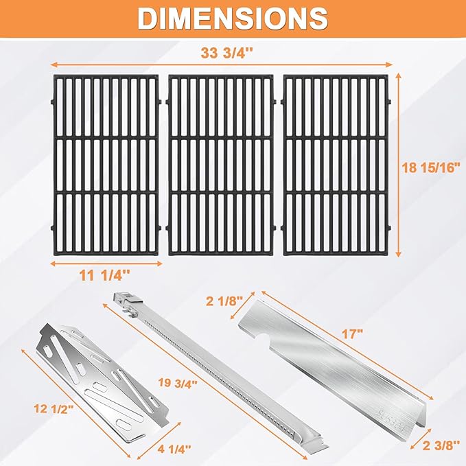 GS4 Genesis II Grill Parts for Weber Genesis II/II LX 400 SER 4-Burner Grill Accessories Genesis 400 (2022 Y) Replacement for Weber Grates 66097,Flavorizer Bars 66030,Heat Deflector 66041&Burner 67490