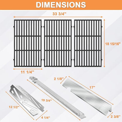 GS4 Genesis II Grill Parts for Weber Genesis II/II LX 400 SER 4-Burner Grill Accessories Genesis 400 (2022 Y) Replacement for Weber Grates 66097,Flavorizer Bars 66030,Heat Deflector 66041&Burner 67490