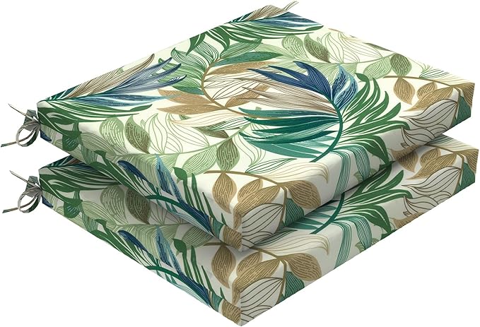 DYTXIII Set of 2 Outdoor Chair Cushions, Water Resistant 18.5"x16"x2" Square Seat Cushion for Patio Dining Chairs, High-Density Replacement Pads for Indoor Outdoor Furniture - Lush Leaf Green