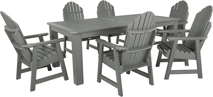 highwood Hamilton Adirondack 7pc Dining Set, 84" x 42", Dining Height, Coastal Teak
