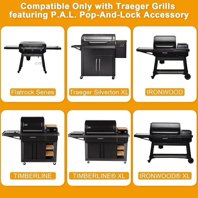 Roll Rack Hooks for Traeger Grills Ironwood, Timberline, Flatrock Series Accessories P.A.L. Pop-and-Lock Rail BAC644 BAC643 Adjustable Paper Holder Aluminum Foil Butcher Paper with 3 PCS Hooks