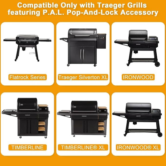 Roll Rack Hooks for Traeger Grills Ironwood, Timberline, Flatrock Series Accessories P.A.L. Pop-and-Lock Rail BAC644 BAC643 Adjustable Paper Holder Aluminum Foil Butcher Paper with 3 PCS Hooks