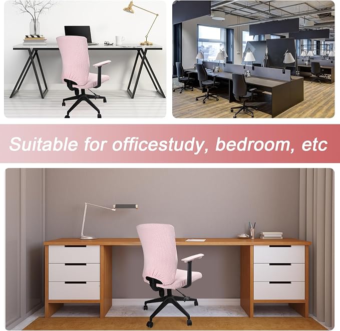 Tallew 8 Pcs Office Chair Covers Stretchable Armrest Seat,XL,Pink | Universal Fit Office Desk Chairs, Protective Seat Backrest Slipcovers, Stretchable Prevent Wear, Easy Install for Rotating