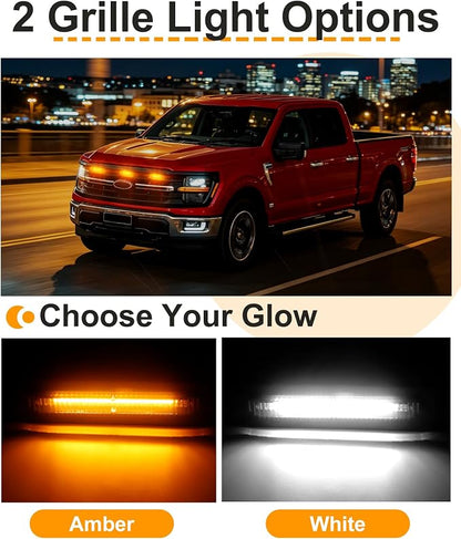 LED Grill Lights for Ford F150 2024-2026 Accessories XLT Only, Amber | Direct-Snap F150 Front Grille Marker Lights, OEM-Style Fit, IP68 Waterproof, Raptor-Style Front-End Upgrade, Off-Road Ready