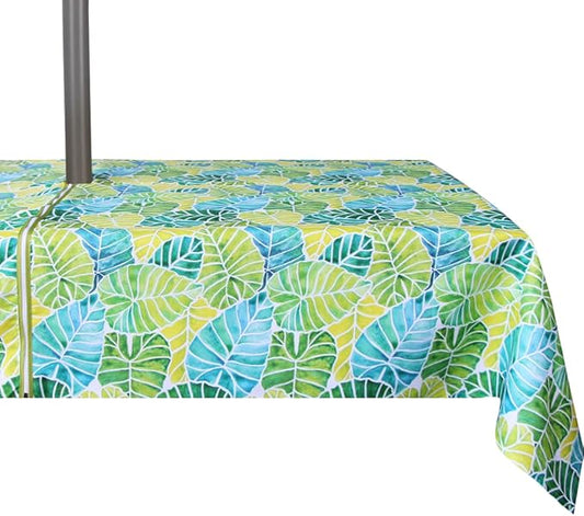 EHouseHome Outdoor and Indoor 60x84 inch Tablecloth with Umbrella Hole and Zipper, Waterproof Zippered Patio Table Cloths, Spring/Summer Table Covers for Backyard Circular Table/BBQs/Picnic