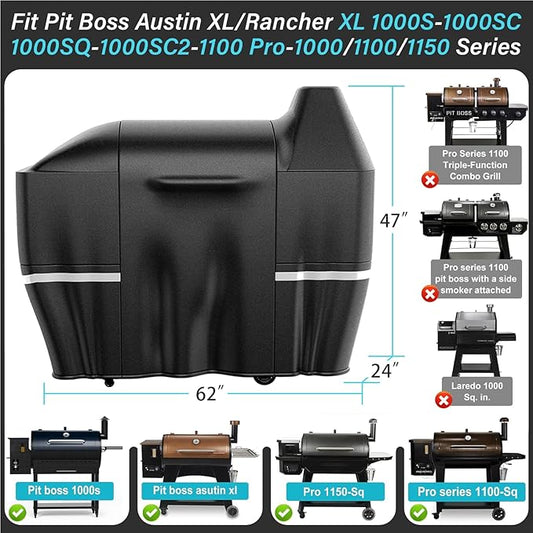 Uniflasy Grill Cover for Pit Boss Austin XL & Rancher XL 1000S, 1000SC, 1000SQ, 1000SC2, 1100 Pro, 1000, 1100, 1150, 1500 Series Wood Pellet Grills, Heavy Duty Grill Covers for PB Pit Boss Austin XL