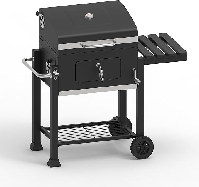 OLP8500CG Charcoal Outdoor Grill, 563 Square Inch Cooking Surface, With Thermometer and Warming Rack, Black with Chrome