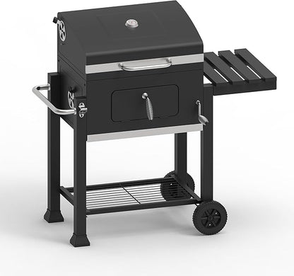 OLP8500CG Charcoal Outdoor Grill, 563 Square Inch Cooking Surface, With Thermometer and Warming Rack, Black with Chrome