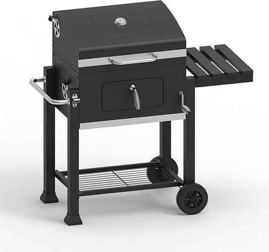 OLP8500CG Charcoal Outdoor Grill, 563 Square Inch Cooking Surface, With Thermometer and Warming Rack, Black with Chrome