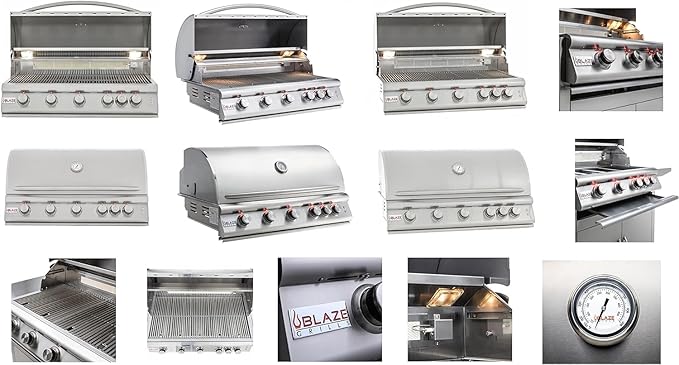 BLAZE BBQ Outdoor Package 13 of 40” LTE Built-in Natural Gas Grill, Double Side Burner, 32” Door & Two Drawers Combo, 20” Refrigerator, Grill Cover, Fridge Trim, Rotisserie Kit and Accessories