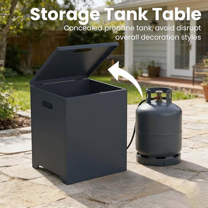 42 Inch Gas Fire Pit Table, 55,000 BTU Propane Fire Pits for Outside with Aluminum Lid and Waterproof Cover, 2 in 1 Firepit Table