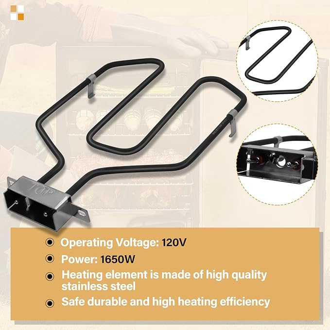 Upgrade 1650W Electric Smoker Heating Element with Adjustable Thermostat Controller, Universal Replacement Parts for Smoke Hollow, Charbroil, Dyna-Glo, Masterbuilt, Cuisinart etc Electric Smoker Grill