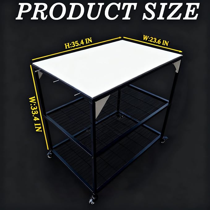 Outdoor Pizza Oven Table for Outside/Indoor & Outdoor Cooking Station/Grill Cart with Wheels/Metal Work Table for Ooni,Blackstone Griddle