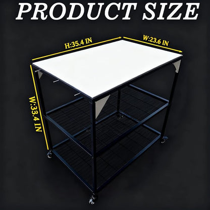 Outdoor Pizza Oven Table for Outside/Indoor & Outdoor Cooking Station/Grill Cart with Wheels/Metal Work Table for Ooni,Blackstone Griddle