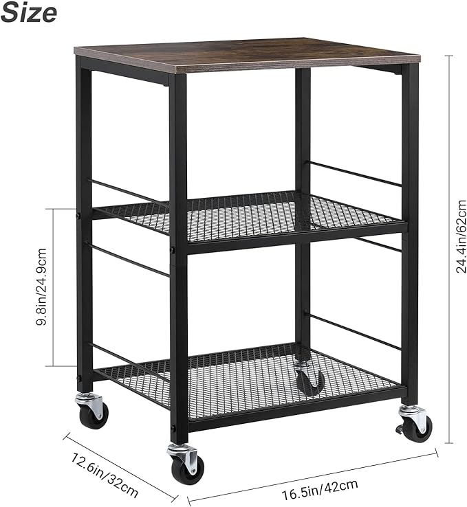 LIANTRAL 3 Tier Rolling Cart, Kitchen Carts on Wheels Utility Cart for Home | Multifunctional Utility Cart with Storage and Steel Frame for Kitchen, Bathroom, Living Room, Bar, Office