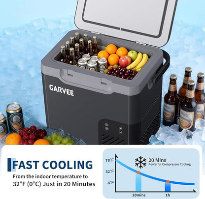 12 Volt Refrigerator, 19QT 12V Car Fridge, Portable Freezer Compressor Electric Cooler, 12/24V DC 110-240V AC, Portable Refrigerator for RV/Truck/Camping, -4°F to 68°F Internal Battery (Not Included)